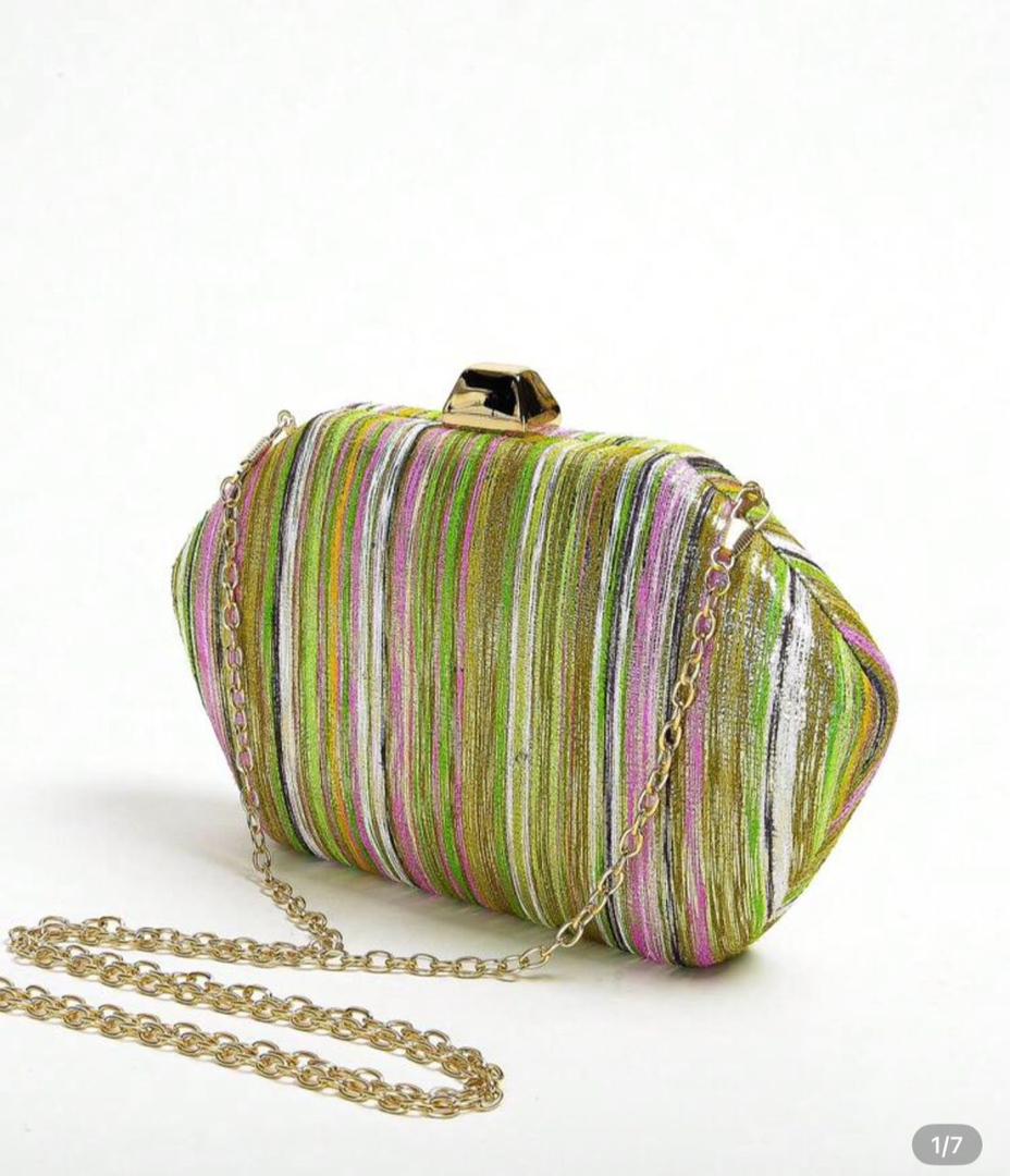 Multicolor Metallic Chain Clutch