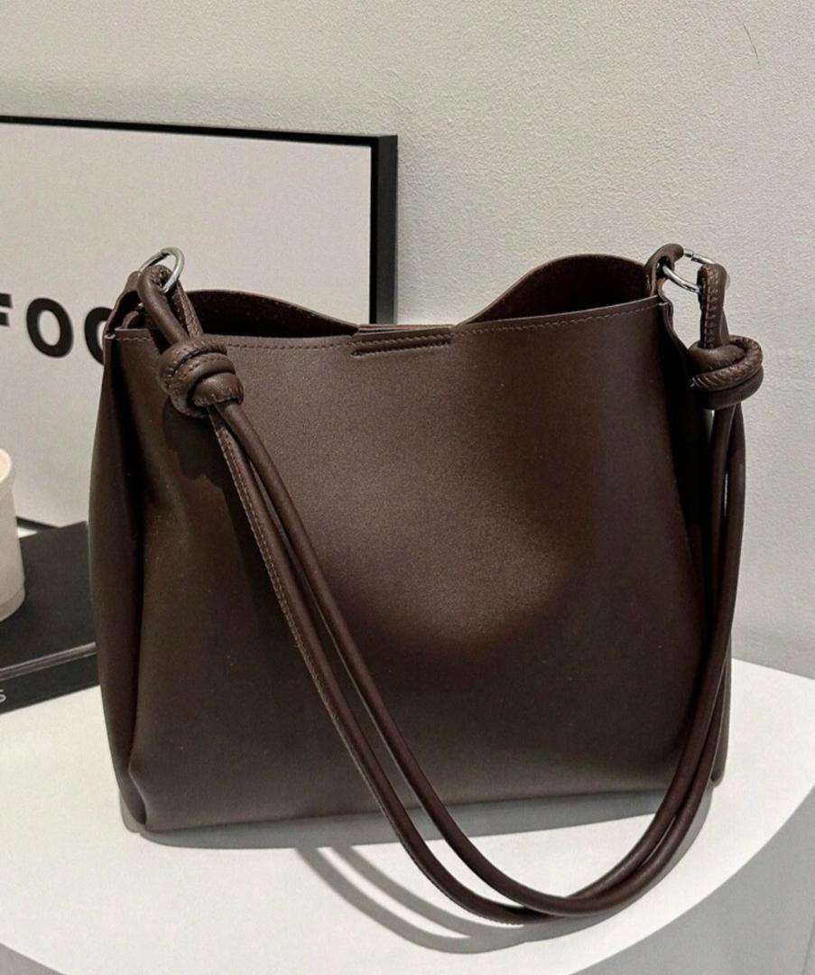 Chocolate Brown Knot-Handle Tote