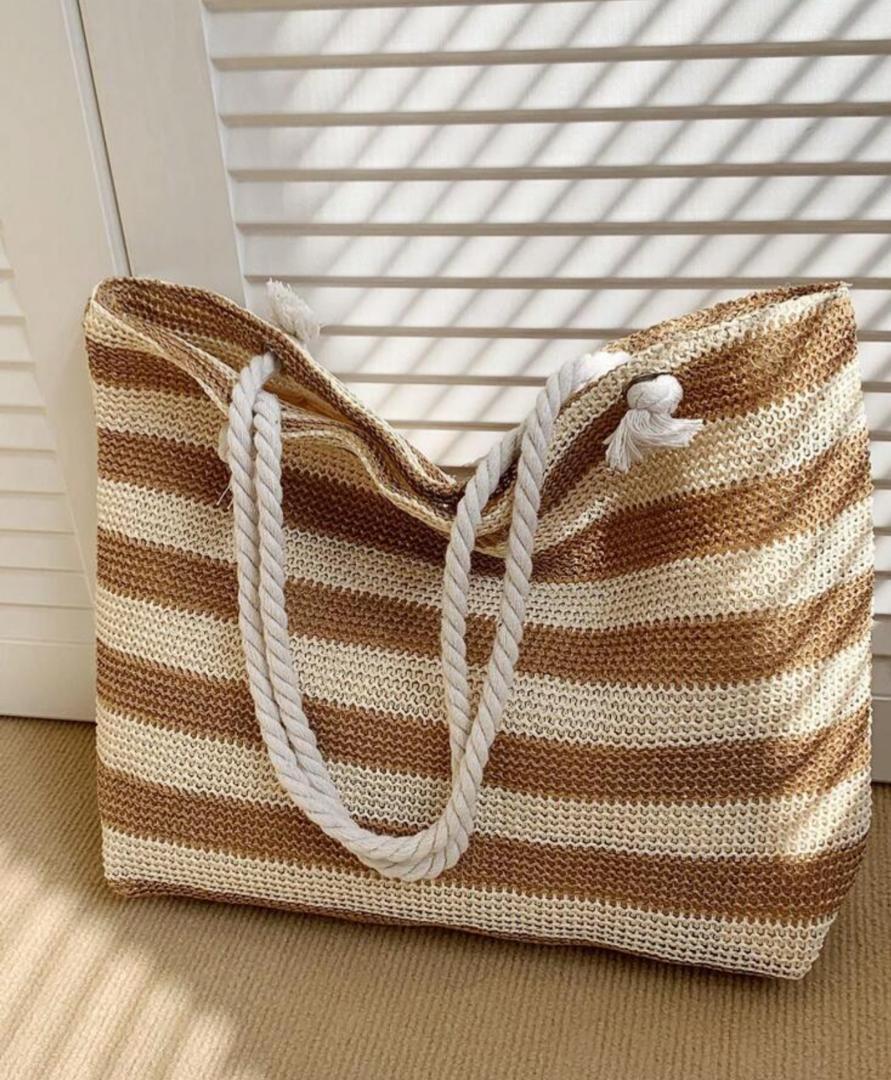 Striped Knitted Beach Tote