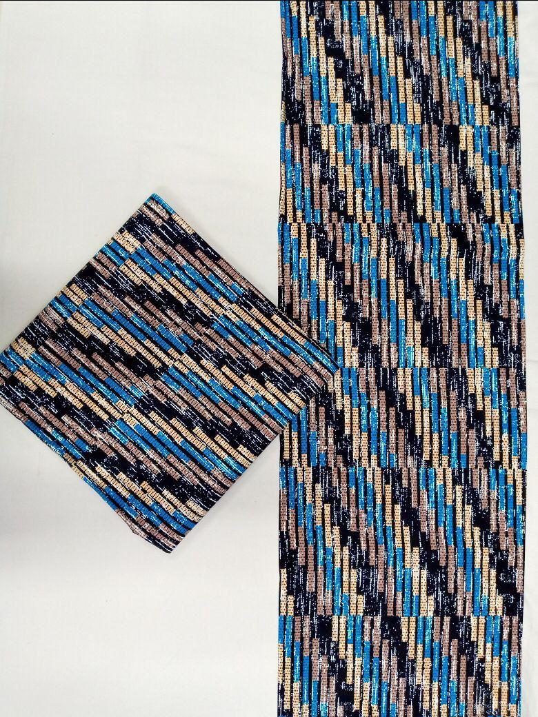 Blue Mosaic Stripes Kitenge – Sleek, Cool & Contemporary