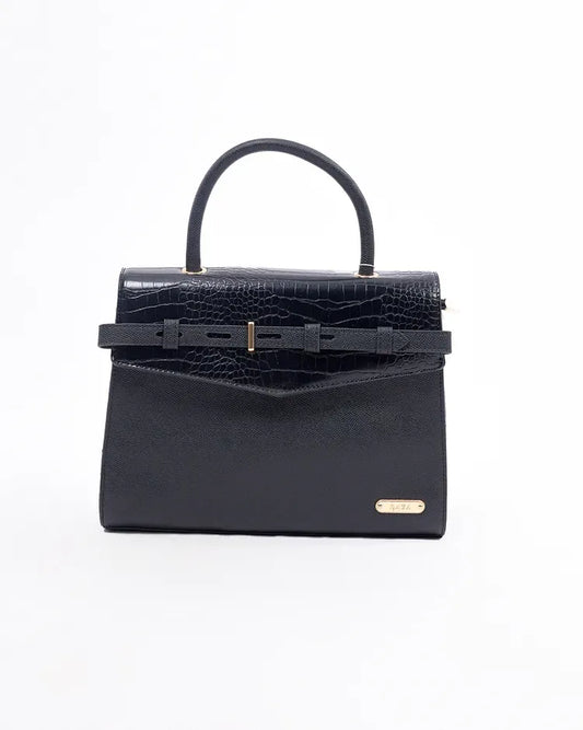 Classic Black Textured Handbag