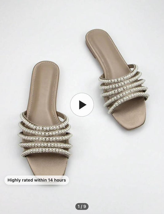 Rhinestone Multi-Strap Sandals