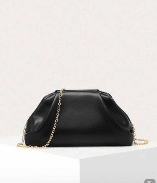 Black Clutch Bag with Chain Strap