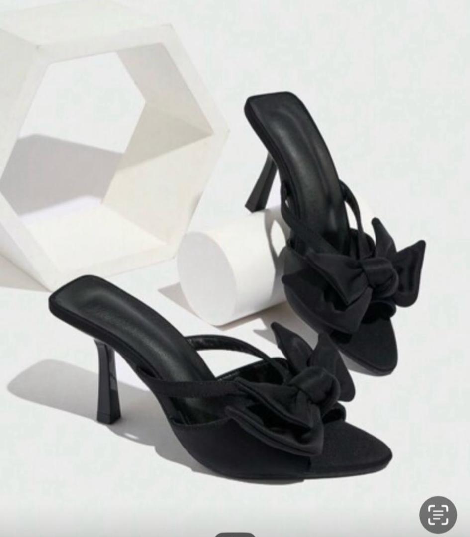 Black Bow Stiletto Sandals