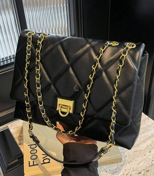 Black Quilted Chain Shoulder Bag