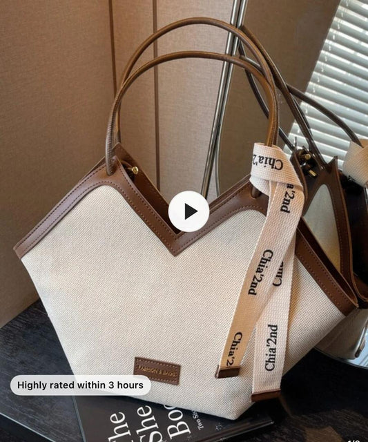 Canvas and Leather Trim Tote